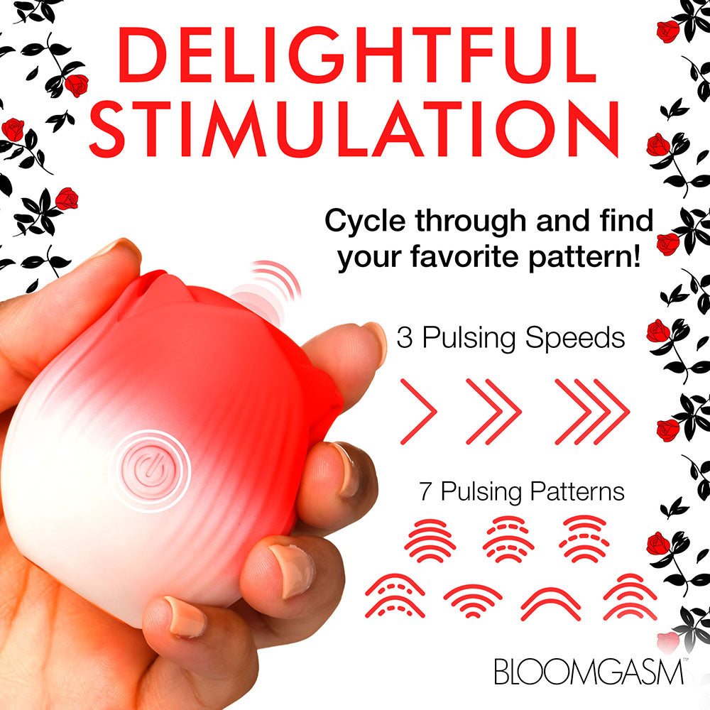 Bloomgasm Pulsing Petals Throbbing Rose Stimulator Red - Horny Stoner