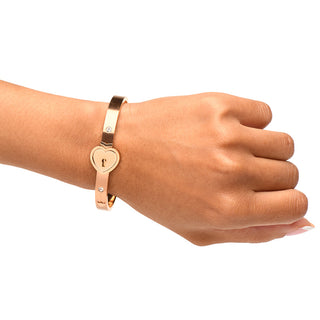 Master Series Cuffed Locking Bracelet & Key Necklace Rose Gold - Horny Stoner