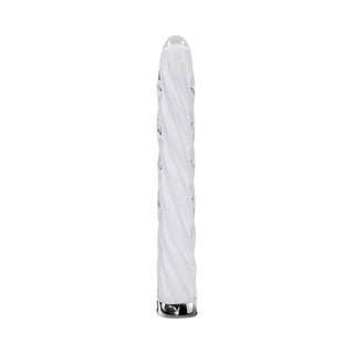 Playboy In A Twist Rechargeable Glass Vibrator White - Horny Stoner