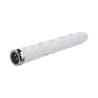 Playboy In A Twist Rechargeable Glass Vibrator White - Horny Stoner
