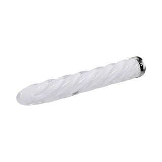 Playboy In A Twist Rechargeable Glass Vibrator White - Horny Stoner