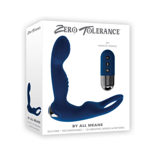 Zero Tolerance By All Means Rechargeable Prostate Vibrator with Remote - Silicone Blue