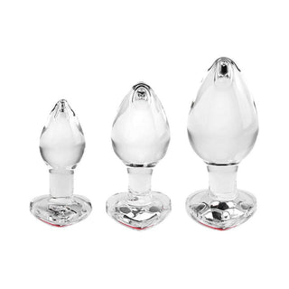 Adam & Eve Red Heart Gem Glass Plug Set - Horny Stoner