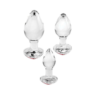 Adam & Eve Red Heart Gem Glass Plug Set - Horny Stoner