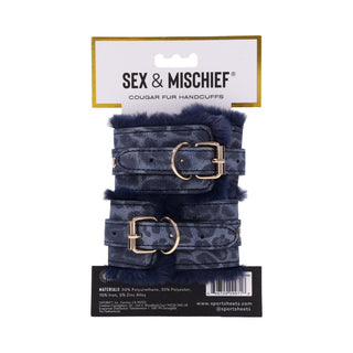 Sportsheets Sex & Mischief Cougar Fur Handcuffs - Horny Stoner