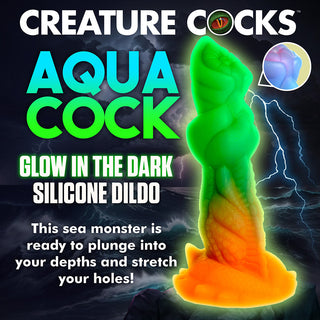 Creature Cocks Aqua-Cock Glow-in-the-Dark Silicone Dildo - Horny Stoner
