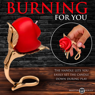 Master Series Burning Passion Rose Candle with Holder - Horny Stoner