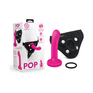 Together Pop Curved Silicone Dildo & Harness Set