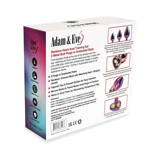 Adam & Eve Rainbow Heart Anal Plug Training Set - Horny Stoner
