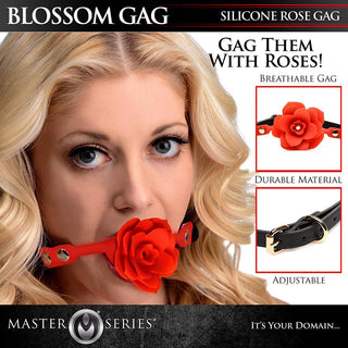 Master Series Blossom Gag Silicone Rose Gag - Horny Stoner