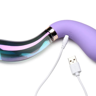 Prisms 10X Pari Dual Ended Wavy Silicone/Glass Vibrator - Horny Stoner