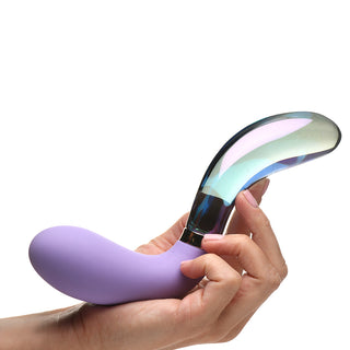 Prisms 10X Pari Dual Ended Wavy Silicone/Glass Vibrator - Horny Stoner