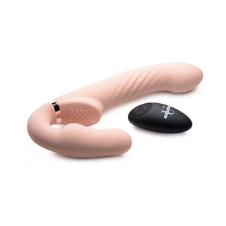 Strap U 10X Swirl Ergo-Fit Inflatable & Vibrating Strapless Strap-On Bare - Horny Stoner