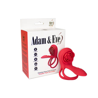 Adam & Eve Vibrating Rose Girth Enhancer - Couples Triple Stimulator