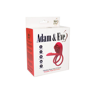 Adam & Eve Vibrating Rose Girth Enhancer - Couples Triple Stimulator