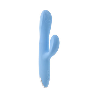 Playboy Up & Away Rechargeable Silicone Rabbit Vibrator Blue - Horny Stoner