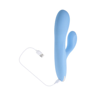 Playboy Up & Away Rechargeable Silicone Rabbit Vibrator Blue - Horny Stoner