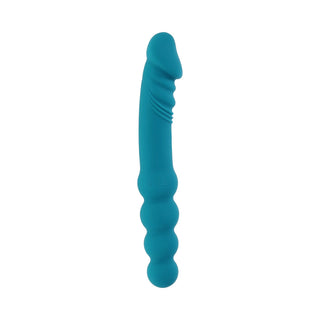 Evolved Flip Flop Rechargeable Silicone Dual-Ended Vibrator Teal - Horny Stoner