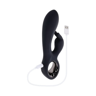 Playboy Late Night Bunny Rechageable Dual Stimulator Silicone Black - Horny Stoner