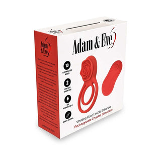 Adam & Eve Double Ring Vibrating Rose Cock Ring - Horny Stoner