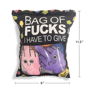 Bag of Fucks I Have to Give Plushy Pillow with 5 Plush Middle Fingers