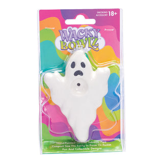 Wacky Bowlz Ghost Ceramic Hand Pipe - 4" - Horny Stoner
