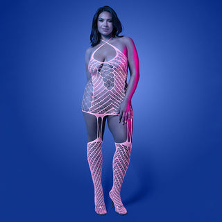 Fantasy Lingerie Glow Metamorphic Glow-in-the-Dark Bodystocking Dress