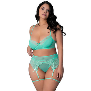 Magic Silk Caribbean Crush Demi Bra & Thong with Garter Set