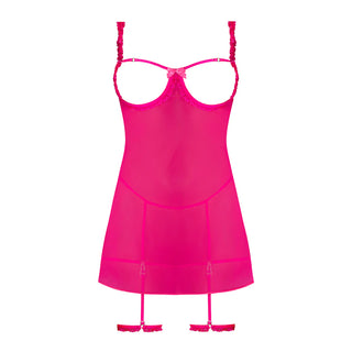 Magic Silk Pink Kink Cupless Babydoll, Harness Panty & Garter Cuffs