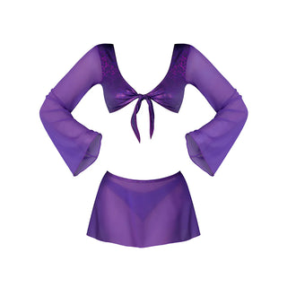 Magic Silk Glimmer Dancewear Crop Top, Mini Skirt & Tie Side Thong