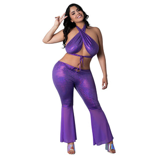 Magic Silk Glimmer Wrap Halter & Flair Pant Set