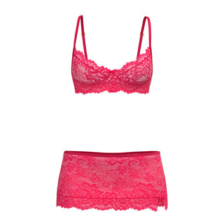 Magic Silk Get It Girl Bra, Skirt & Thong Set Diva Pink