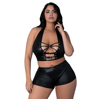 Lust Fetish Thalia Strappy Top And Shorts Lingerie Set