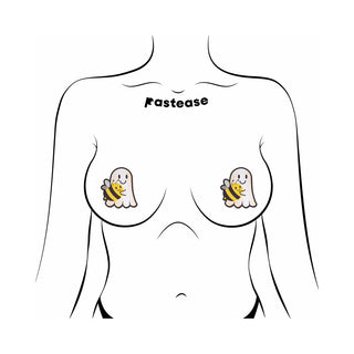 Pastease Boo-Bee Pasties: Kawaii Ghost with Bee Friend Design Pasties
