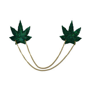 Pastease Chains: Shattered Glass Disco Ball Green Weed with Gold Chain Pasties