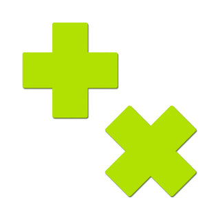 Pastease Plus X: Glow-in-the-Dark Neon Cross Pasties Nipple Covers