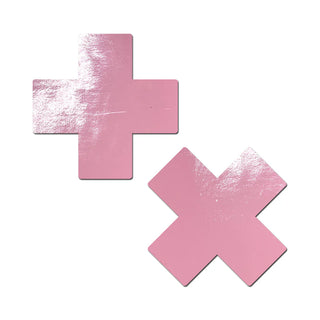 Pastease Plus X: Faux Latex Pleather Vinyl Cross Pasties
