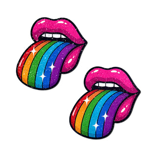 Pastease Taste the Rainbow Sparkling Tongue Out Design Pasties