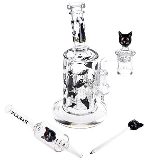 Pulsar Superstitious Kitty Glass Dab Rig Set - 8" / 14mm F