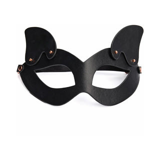 Coquette Pleasure Black Cat Vegan Leather Mask With Removable Ears