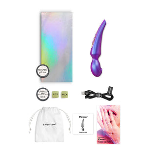 Love To Love Pleaser Silicone Rechargeable Cordless Wand With Flapping Tongue Stimulator And Glow-In-The Dark Dice
