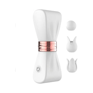 Gold Glam Tri-Tip Rechargeable Pinpoint Vibe With Removable Cap And Three Silicone Tips
