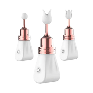 Gold Glam Tri-Tip Rechargeable Pinpoint Vibe With Removable Cap And Three Silicone Tips