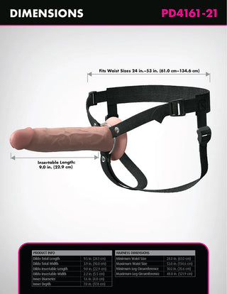 Fantasy X-Tensions Elite Hollow Dual Density 9 inch Strap-On