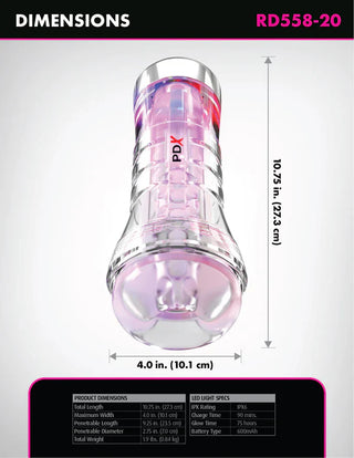 PDX Elite ViewTube XXL See Thru EZ-Grip LED Stroker