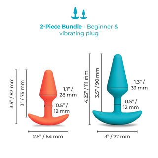 b-Vibe Butties Anal Training Vibrating Remote Control 2-Piece Graduating Size Set