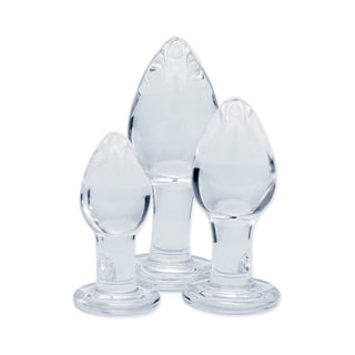 Clarity Utopian Trinity Glass Plug Set - Elegant Anal Pleasure