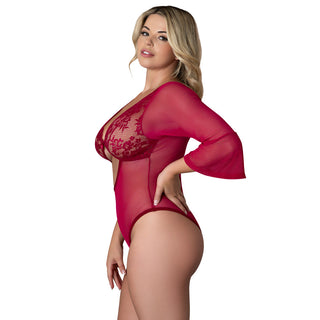 Magic Silk Black Cherry 3/4 Sleeve Playsuit Cherry
