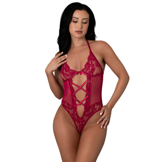 Magic Silk Black Cherry Halter Teddy Cherry