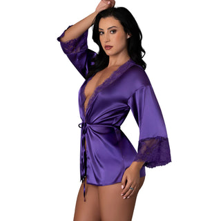 Magic Silk Satin Purple Petals Robe